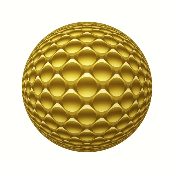 Gold metal 3D sphere with circles pattern isolated on white — Stock Photo, Image