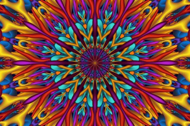 Renkli parlak 3d fraktal mandala