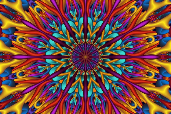 Kleurrijke glanzende 3d fractal mandala — Stockfoto