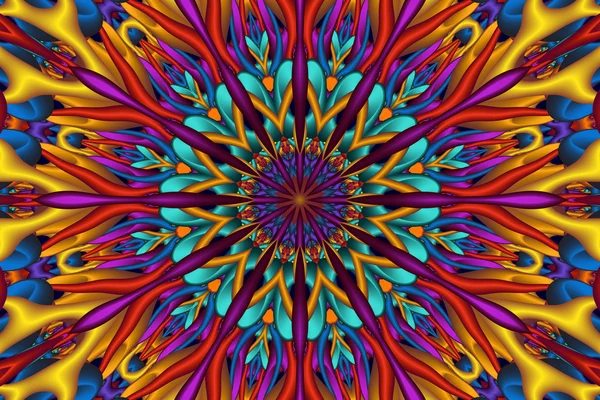 Πολύχρωμο γυαλιστερό 3d fractal Μάνταλα — Φωτογραφία Αρχείου