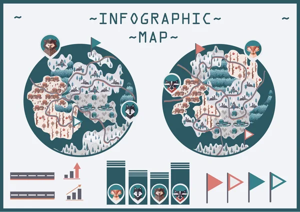 Mapas lindos infografía — Archivo Imágenes Vectoriales