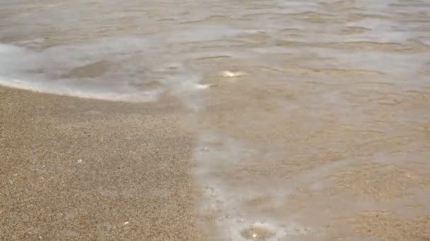 Olas marinas sobre la playa de arena. — Vídeo de stock