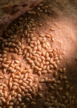 Süper makro susamlı ekmek kırıntıları.