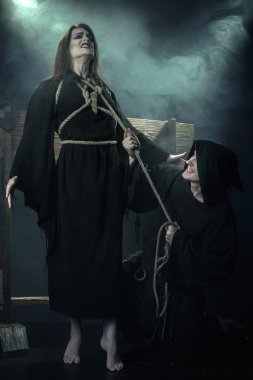Cadılar Bayramı. Monk cadı idam. Orta Çağ
