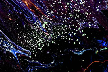 Mermer soyut akrilik zemin. Mavi mermer çizim dokusu. Dalgalanma şablonu. Altın tozu. 