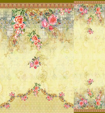 Kurti Dupatta ve Sınırsız Desen Dizaynı Dijital Yazdırma için