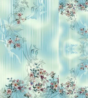 Kurti Dupatta ve Sınırsız Desen Dizaynı Dijital Yazdırma için