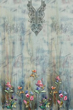 Kurti Dupatta ve Sınırsız Desen Dizaynı Dijital Yazdırma için