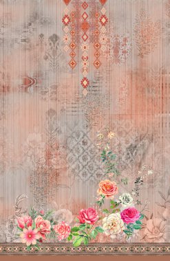 Kurti Dupatta ve Sınırsız Desen Dizaynı Dijital Yazdırma için