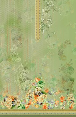 Kurti Dupatta ve Sınırsız Desen Dizaynı Dijital Yazdırma için