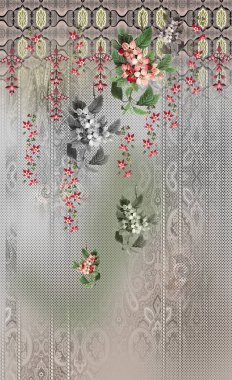 Kurti Dupatta ve Sınırsız Desen Dizaynı Dijital Yazdırma için