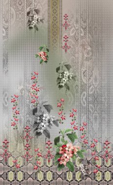 Kurti Dupatta ve Sınırsız Desen Dizaynı Dijital Yazdırma için