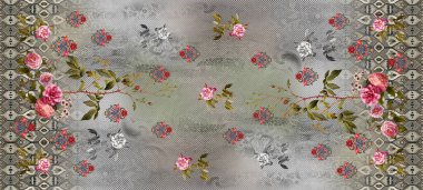 Kurti Dupatta ve Sınırsız Desen Dizaynı Dijital Yazdırma için