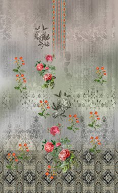 Kurti Dupatta ve Sınırsız Desen Dizaynı Dijital Yazdırma için