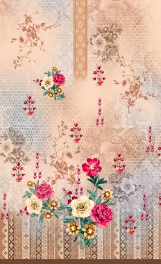 Kurti Dupatta ve Sınırsız Desen Dizaynı Dijital Yazdırma için