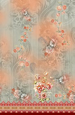 Kurti Dupatta ve Sınırsız Desen Dizaynı Dijital Yazdırma için