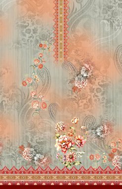 Kurti Dupatta ve Sınırsız Desen Dizaynı Dijital Yazdırma için