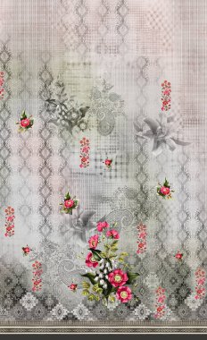 Kurti Dupatta ve Sınırsız Desen Dizaynı Dijital Yazdırma için
