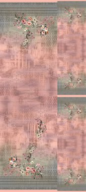 Kurti Dupatta ve Sınırsız Desen Dizaynı Dijital Yazdırma için