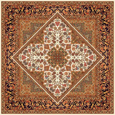 Farklı geometrik ve desenli geleneksel kare eşarp