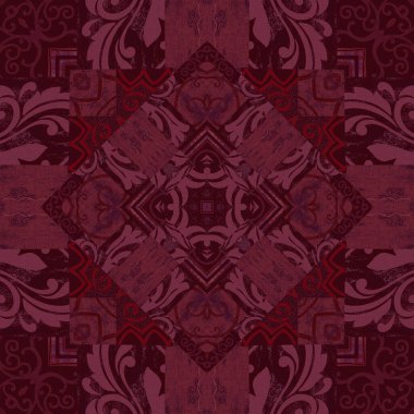 Farklı geometrik ve desenli geleneksel kare eşarp