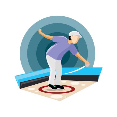 Ptanque oyuncusu top vektör illüstrasyonunu atmak istiyor