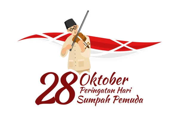 Μετάφραση Οκτωβρίου Ημέρα Μνήμης Νέων Happy Youth Pledge Sumpah Pemuda — Διανυσματικό Αρχείο