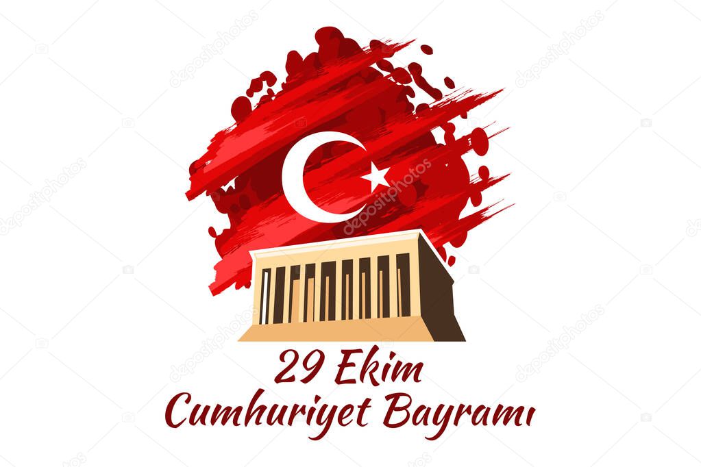 Translaton: October 29, Republic Day. National holiday of the Republic of Turkey vector illustration. Suitable for greeting card, poster and banner.