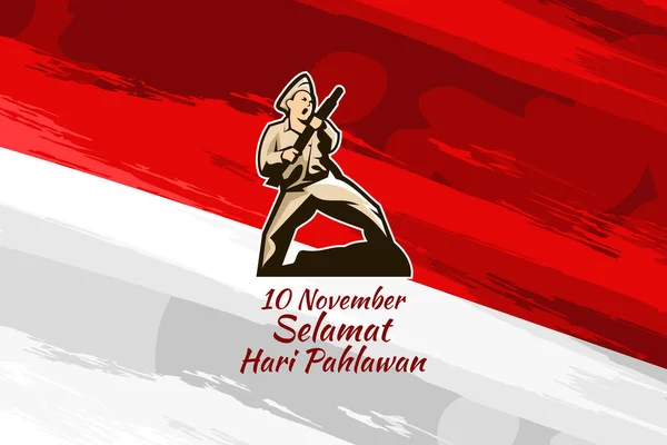 Terjemahan November Hari Pahlawan Gambaran Vektor Hari Pahlawan Nasional Yang - Stok Vektor