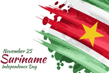 25 Kasım Surinam 'ın Bağımsızlık Günü. Tebrik kartı, poster ve afiş için uygun.