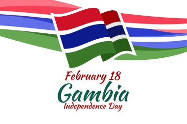 18 Şubat, Gambiya 'nın Bağımsızlık Günü. Tebrik kartı, poster ve afiş için uygun 