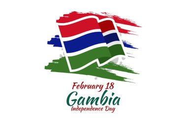 18 Şubat, Gambiya 'nın Bağımsızlık Günü. Tebrik kartı, poster ve afiş için uygun 
