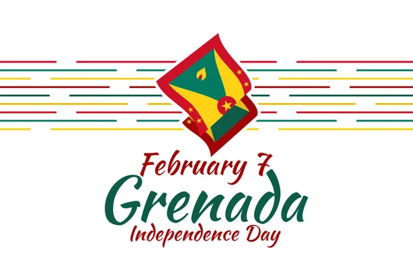Φεβρουαρίου Grenada Independence Day Vector Illustration Κατάλληλο Για Ευχετήρια Κάρτα — Διανυσματικό Αρχείο