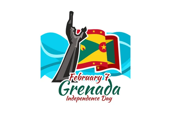 2月7日 グレナダ独立記念日ベクトルイラスト グリーティングカード ポスター バナーに適しています — ストックベクタ