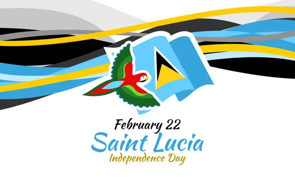 2月22日 圣卢西亚独立日 适用于贺卡 海报及横幅 — 图库矢量图片