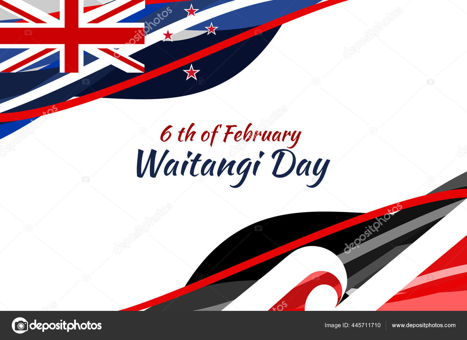 February Happy Waitangi Day New Zealand National Day Vector