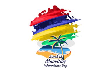 Mauritius vektör illüstrasyonunun 12 Mart Bağımsızlık Günü. Tebrik kartı, poster ve afiş için uygun.