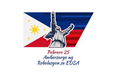 Çevirisi: 25 Şubat. EDSA Devrim Yıldönümü. Ulusal Filipinler Vektör Resimleri Günü. Tebrik kartı, poster ve afiş için uygun.