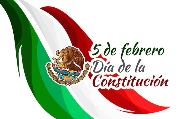 Feliz Día Constitución México Traducción Febrero Día Constitución Fiesta Nacional — Archivo Imágenes Vectoriales