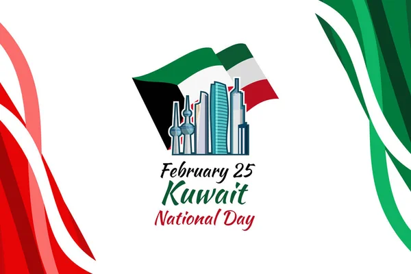 Fevereiro Dia Independência Ilustração Vetorial Kuwait Adequado Para Cartão Saudação — Vetor de Stock