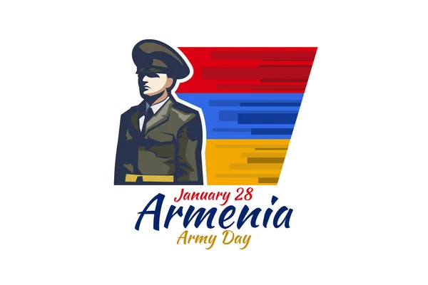 Janeiro Dia Exército Armênia Ilustração Vetorial Adequado Para Cartão Saudação — Vetor de Stock