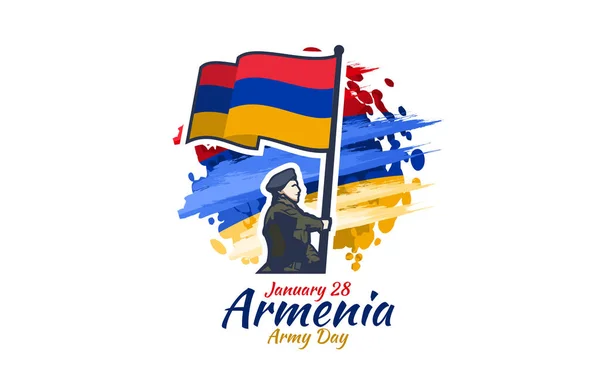 1月28日 亚美尼亚陆军日 矢量图解 适用于贺卡 海报及横幅 — 图库矢量图片