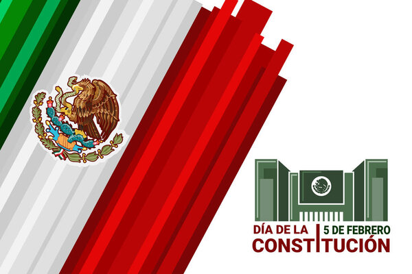 С Днем Конституции Российской Федерации: 5 февраля. Иллюстрация к Национальному празднику Мексики. Подходит для поздравительных открыток, плакатов и баннеров.
