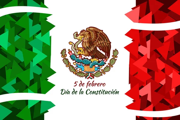 Feliz Día Constitución México Traducción Febrero Día Constitución Fiesta Nacional — Vector de stock