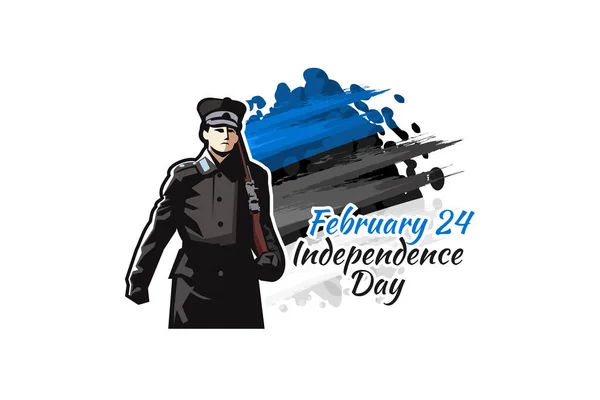 Fevereiro Dia Independência Estônia Com Ilustração Vetorial Nacional Flores Adequado — Vetor de Stock
