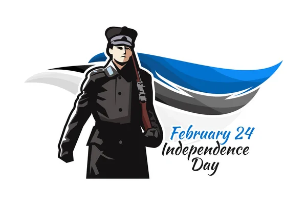 Februari Estlands Självständighetsdag Med Nationalblommans Vektorillustration Lämplig För Gratulationskort Och — Stock vektor