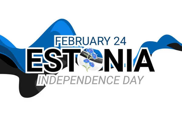 Febrero Día Independencia Estonia Con Ilustración Nacional Vectores Flores Adecuado — Vector de stock