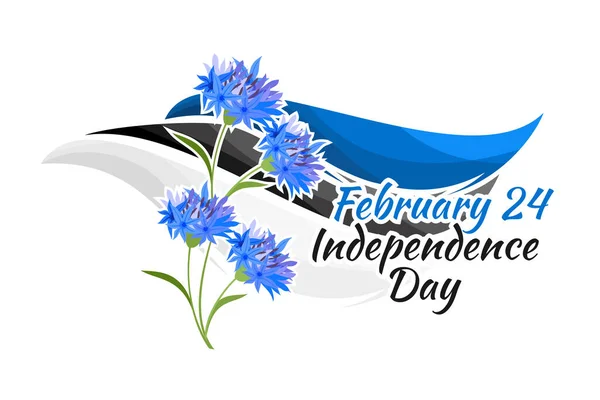 Februar Unabhängigkeitstag Estlands Mit Nationaler Blumenvektorillustration Geeignet Für Grußkarte Und — Stockvektor