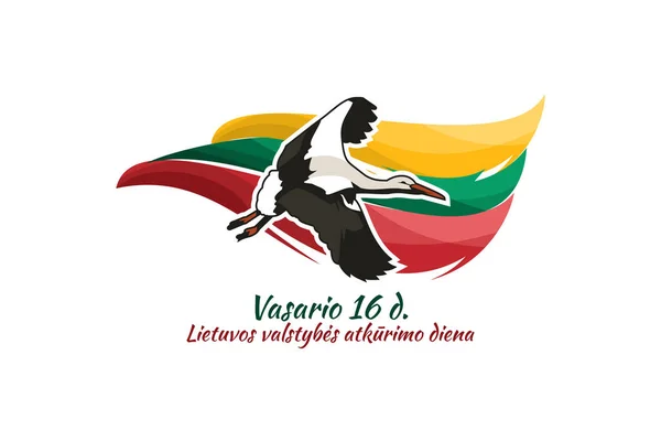 Traduction Février Journée Lituanienne Restauration État Joyeuse Fête Indépendance Avec — Image vectorielle