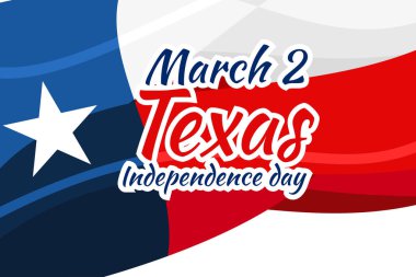 2 Mart, Texas Vektör illüstrasyonunun bağımsızlık günü. Tebrik kartı, poster ve afiş için uygun. 
